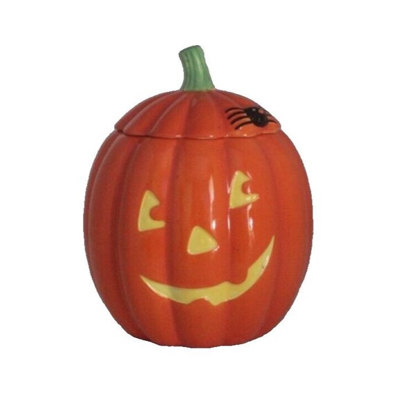 Hallmark Other - Hallmark Jack-O-Lantern Pumpkin Spider Candy Dish Cookie Jar Halloween Decor